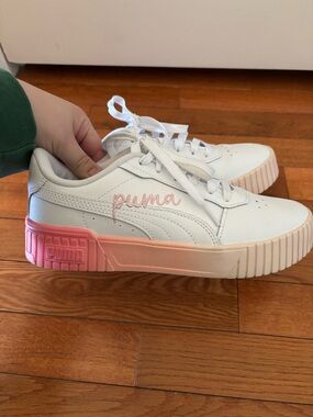 Pink and White Puma Sneakers